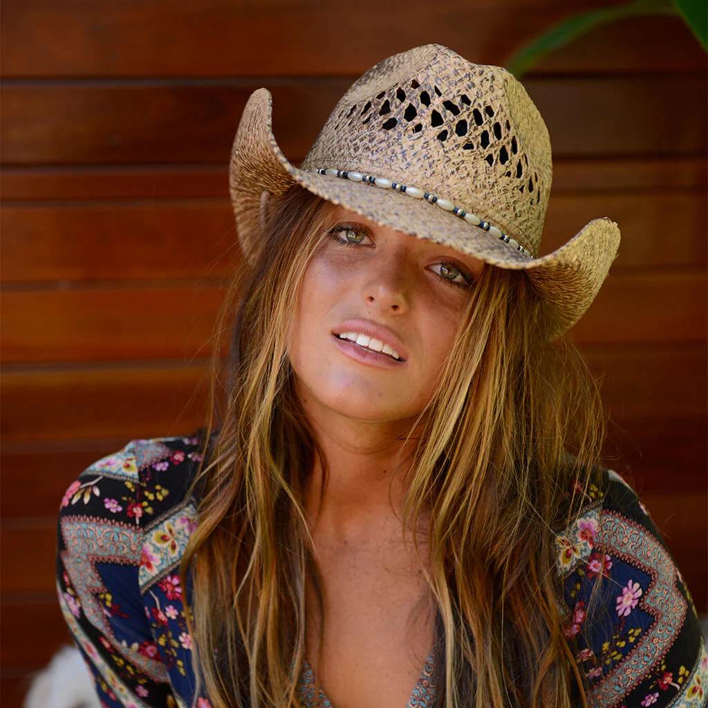 Pearl Western Raffia Cowgirl Hat - Image 3